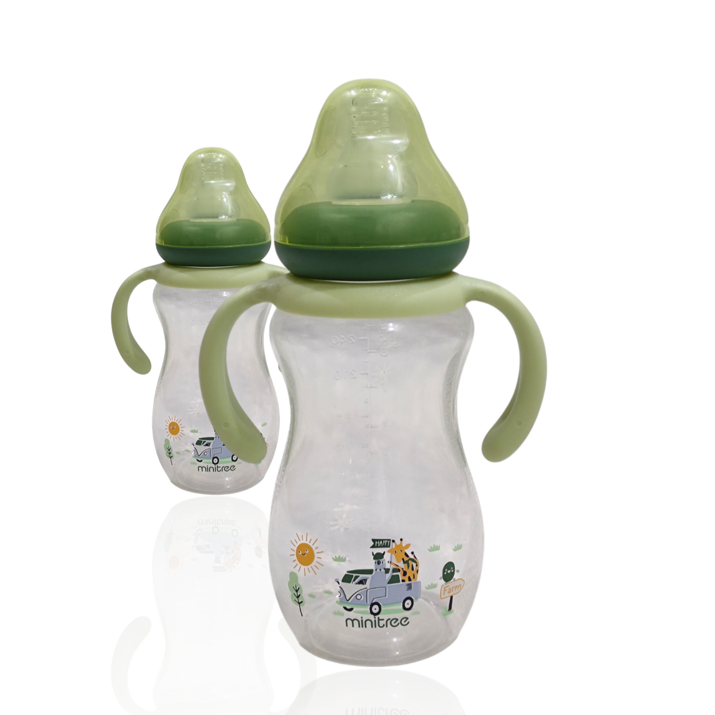 Minitree Regular Neck Baby Bottle - 9oz / 270ml, Safari Design